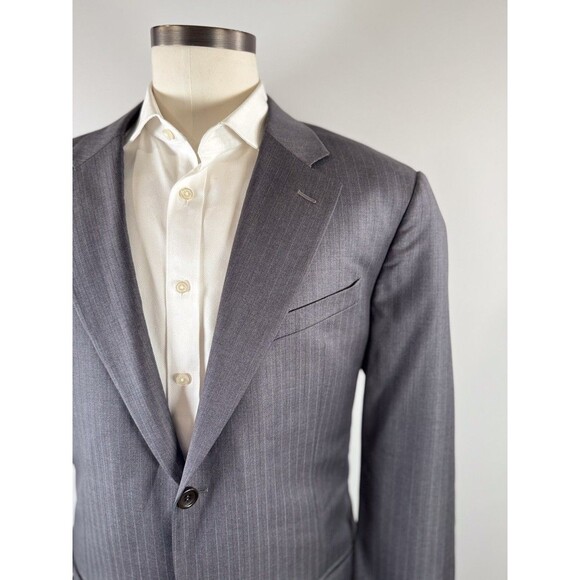 Armani Collezioni Mens Blazer Gray Pinstriped Super 150s Wool Suit Jacket 44R - Picture 9 of 14